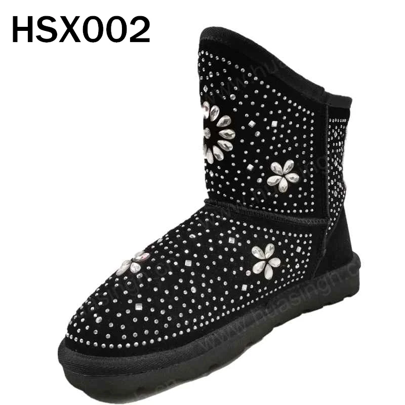ZYF,Winter Celebration Cold Insulation Trendy Women Midi Boots Snowscape Viewing Sparkling Diamond Design Lady Warm Boots HSX002