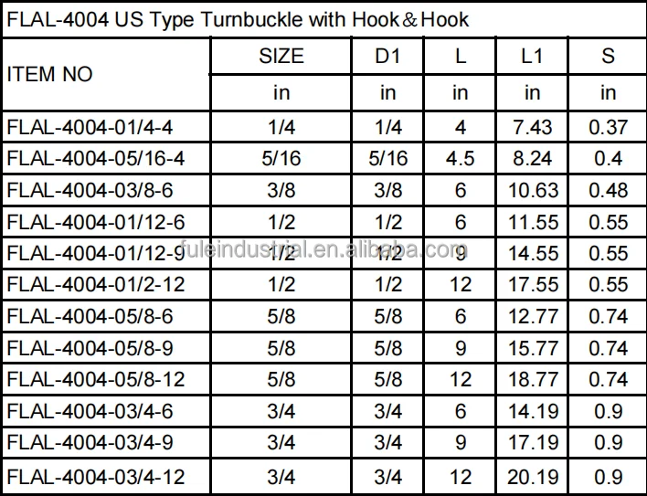 Cross Bracing U.s. Type Turnbuckle Frame Type Eye Hook With Hook & Hook