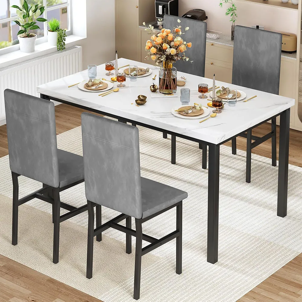 Modern Kitchen Table and Chairs 5 Piece Dining Room Table Set with Marble Top for Small Space supplier