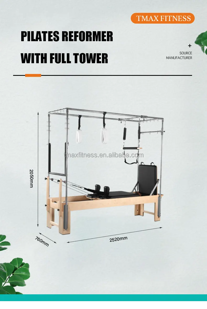 Oak Maple Wood Pilates Reformer Tower With Trapeze Pilates Machine