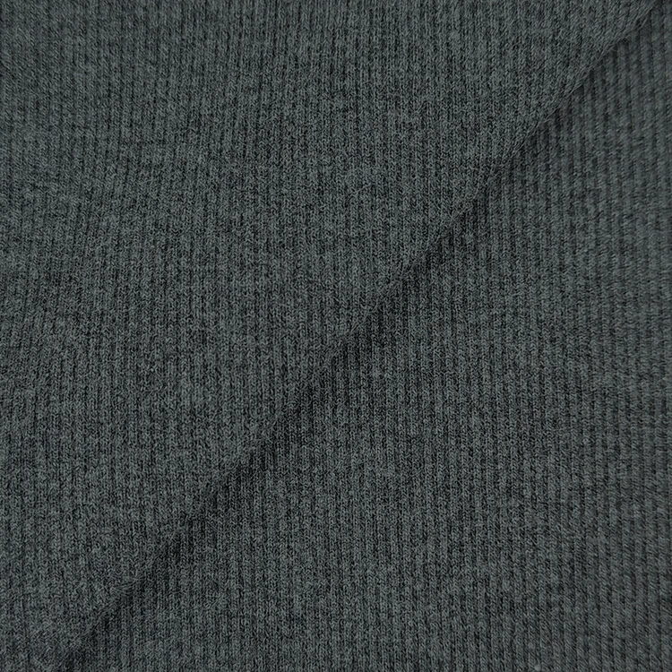 Plain Dyed Knit 2x2 Melange Rib Fabric for Sale, Stretch Cotton Ribbed Fabric for Clothing/ supplier