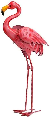 Red Metal Flamingo wind spinner Stake Red