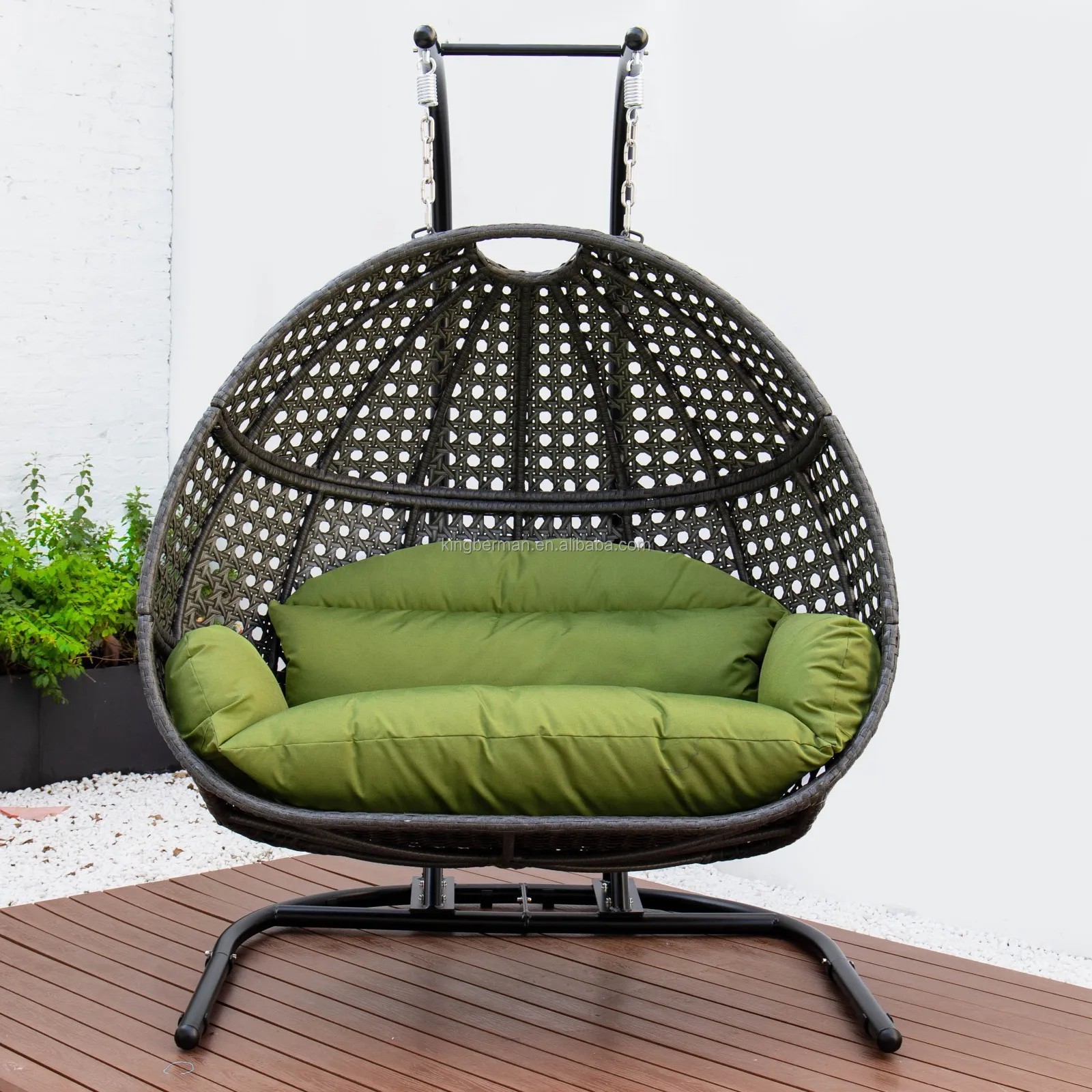 Patio Furniture Pe Rattan Double Lovers Chair Outdoor And Indoor Swing ...