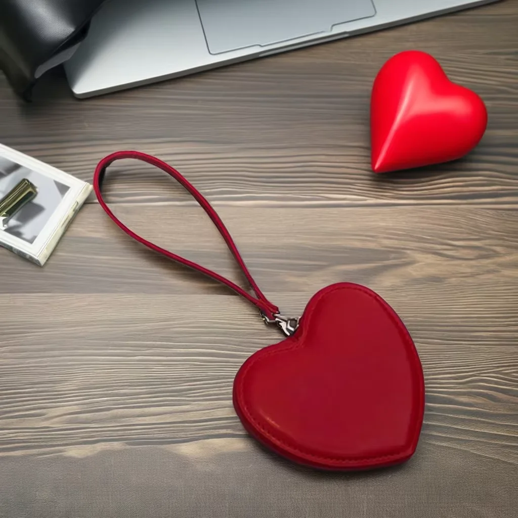 JIOMAY Kawaii Wallet for Girls Designer Purses for Women Wedding Card Mini PU Leather Heart Bag Wholesale Cute Coin Clutch