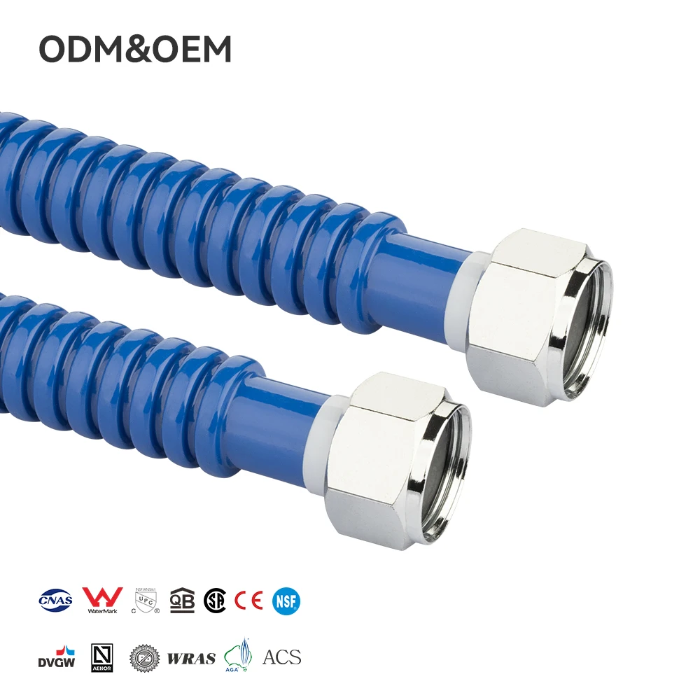 Red and Blue Stainless Steel Corrugated Hose Steel PVC Plated 1.0Mpa for Water Heat Insulation & Safe Handling Plumbing Hose