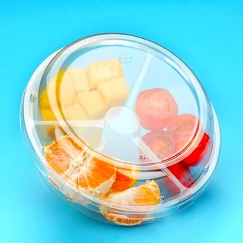 Wholesale Clear and Black PET Plastic Fruit Cut Boxes Food Grade Fruit Storage  Fresh Fruit  Containers With Dividers