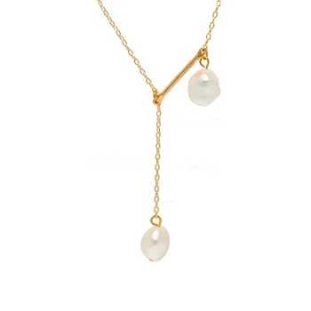 Fashion Hot Selling 14k Gold Plated Baroque Retro Pearl Necklace