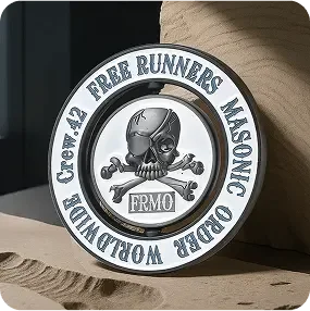 Free Runners Masonic skull spinner coin