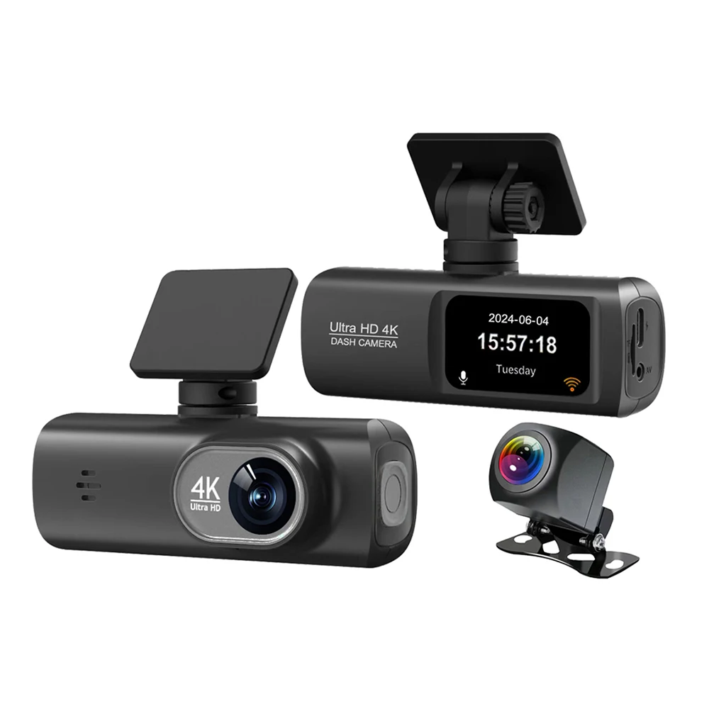 Night Version Car Driving Dash Camera 4K+1080P Black Box Dvr Mini Wireless Dual Lens GPS Parking Mode Wifi Dash Cam