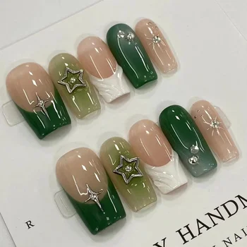 Wholesale 10pcs Hand Painted Gel Press Nails Beautiful Luxury Customized Design handmade press on nails