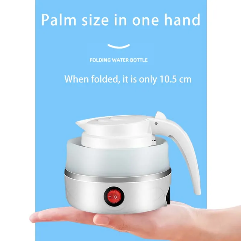 Foldable Portable Electric Water Kettle, Silicone and SUS 304, One-touch Water Boiling, Adjustable Temperature, Various Colors
