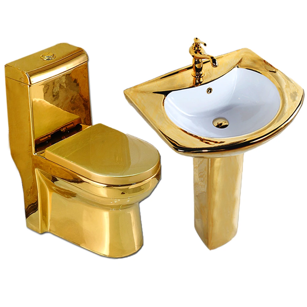 Source Royal design gold toilet bowl, toilets set golden color