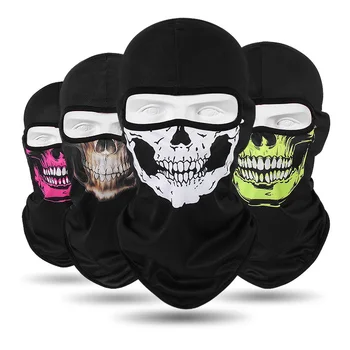 Custom Printed Polyester Balaclavas Halloween Party Ghost Face Mask Motorcycle Face Cover