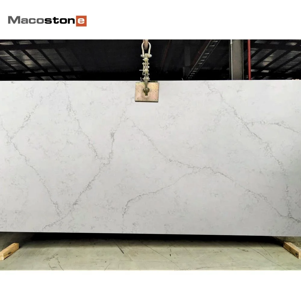 Competitive Carrara Quartz Price Light Grey Vein White Quartz Stone