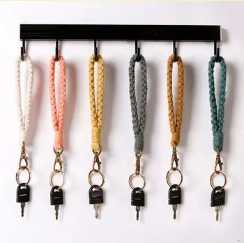 boho Macrame Keychain Boho Wristlet Bracelet Macrame Keyc hain Wrist Lanyard Key chains Handmade Weave Holder for Women