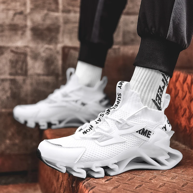 High Top Men Running Shoes Sock Sneakers Sports Footwear Breathable White  Outdoor Mens Trainers Casual Sneakers for Men - Main Image