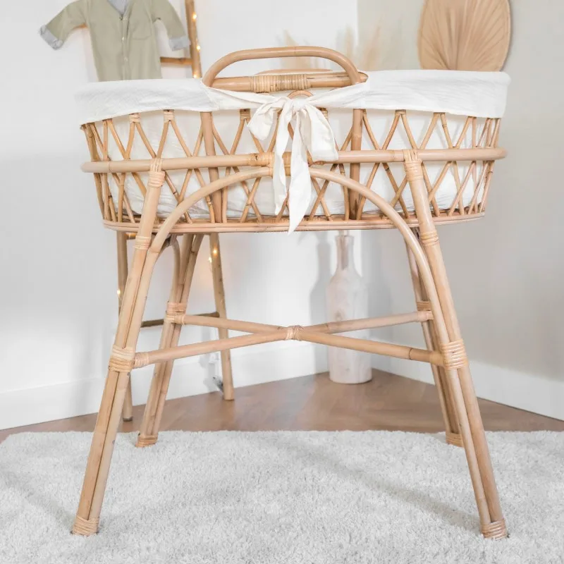 Wicker Bassinet Stand with Cheapest Price Durable Nursery Kid Bedroom Furniture Wholesale Rattan Sleeping Cot Stands