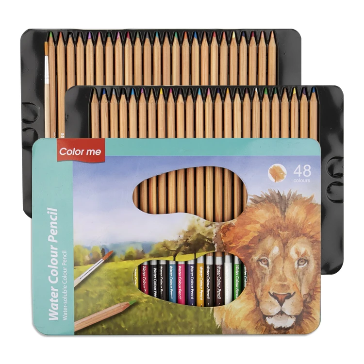Набор водорастворимых цветных карандашей для рисования 12 24 36 48 72 цветов с логотипом на заказ