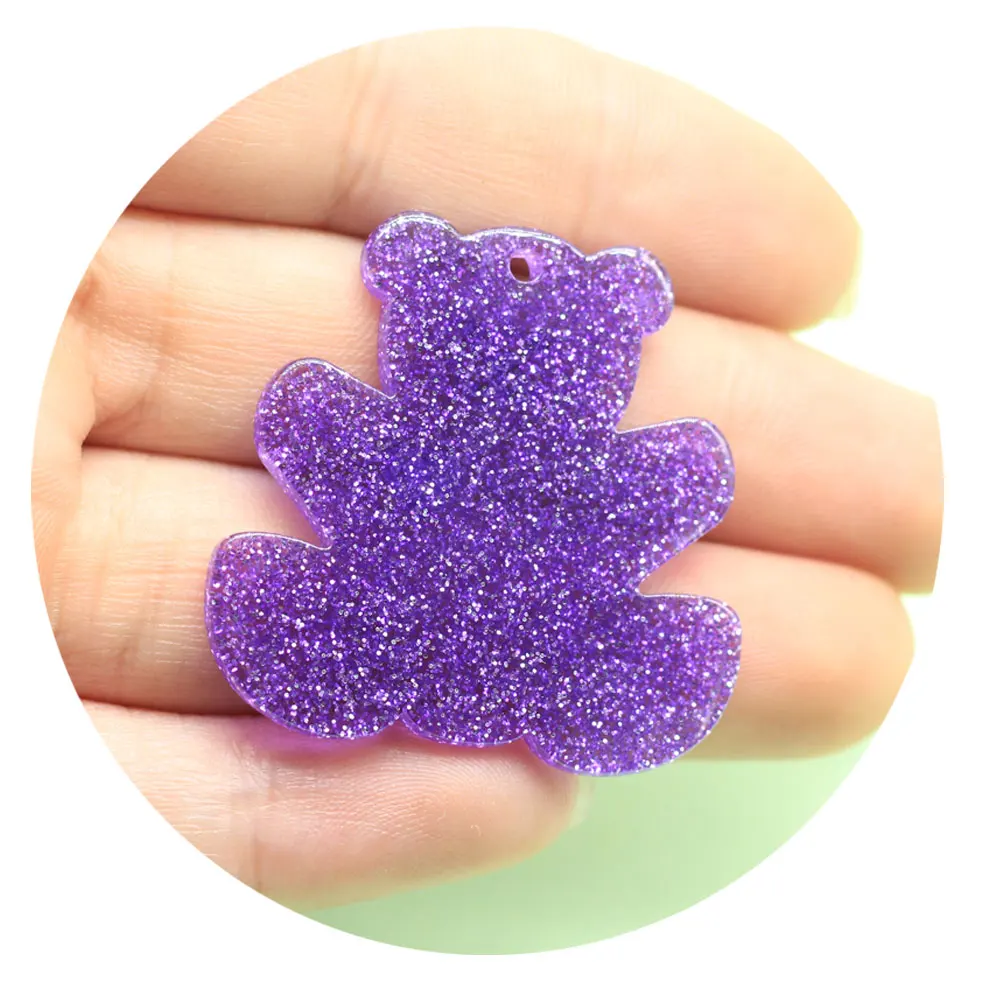 35mm Glitter Heart Happy Face Bear Resin Charms DIY Crafts