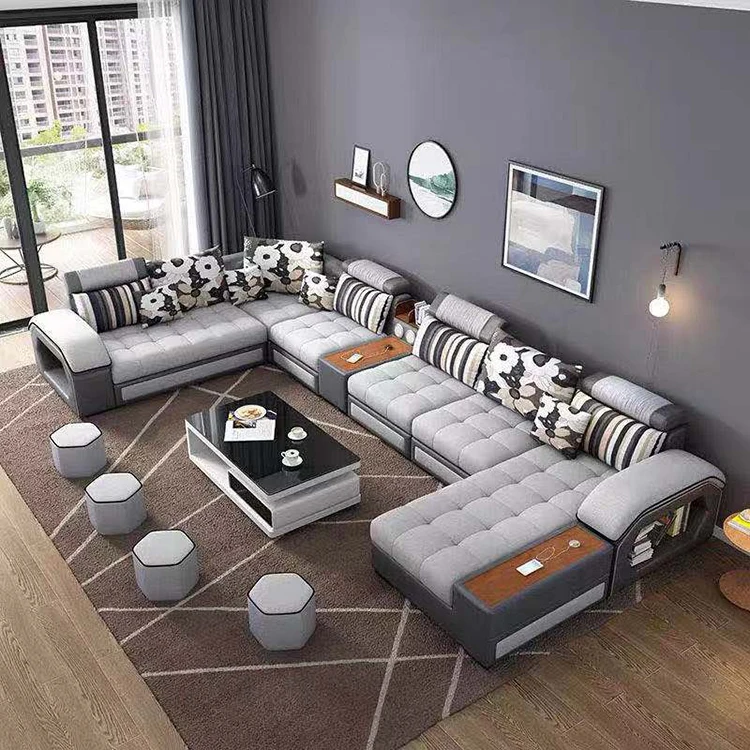 Furniture Customizable and Reconfigurable Seating Couch Sectional Fabric Living Room Rechargeable Sofa Combination Sofa Set
