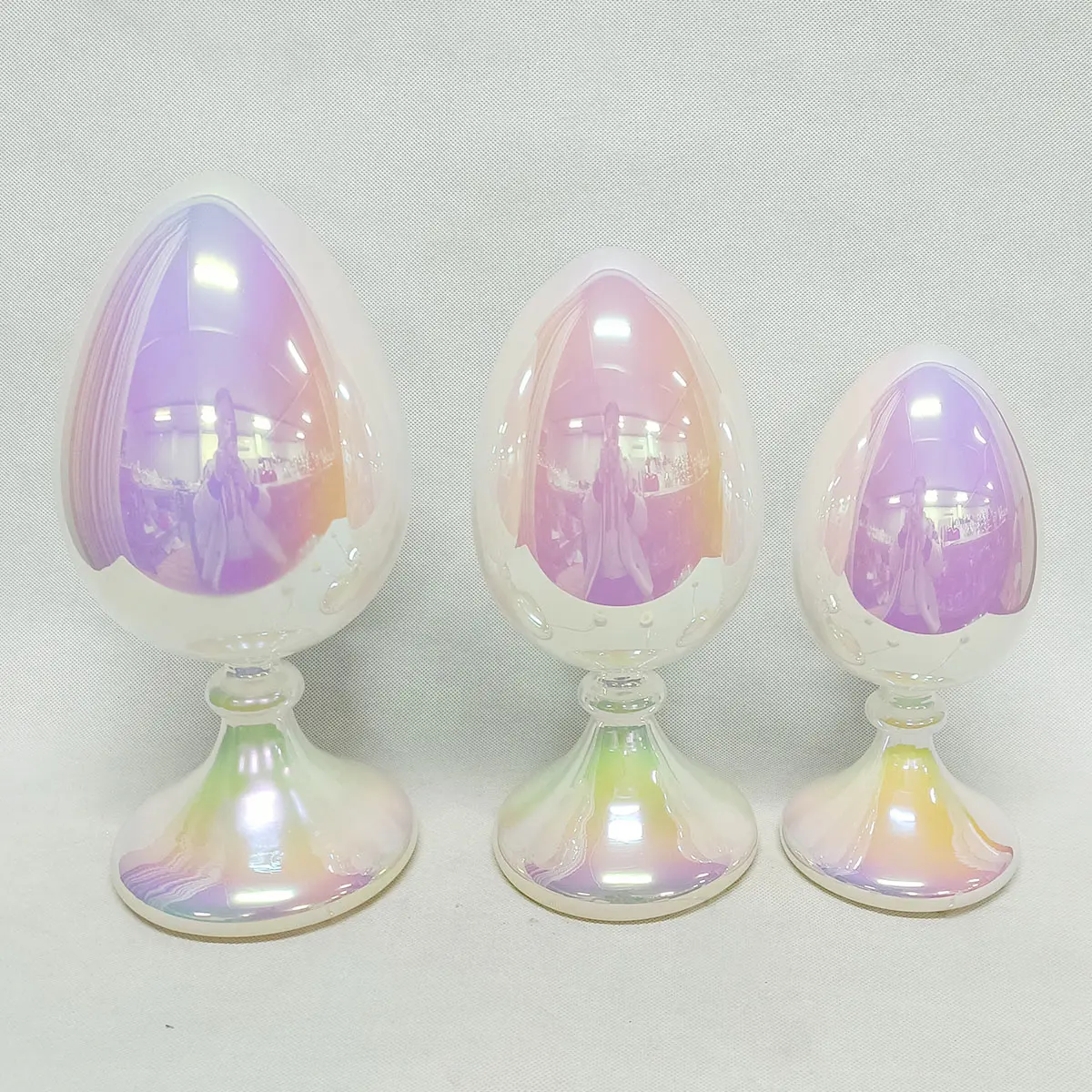 Custom indoor battery operated small hanging glass led easter spring time egg string lights set decorations products for sale manufacture