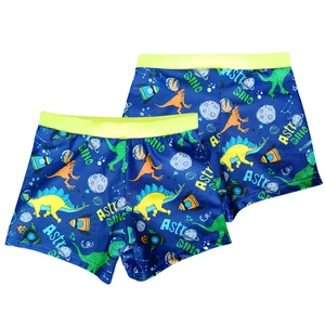 Cute Cartoon Design Swim Shorts Pants for Children Breathable Swimming Shorts for Boys Quick Dry Swim Trunks with Drawstring