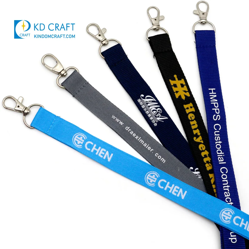 Wholesale No Minimum Plain Color Silk Screen Printing Custom Recycled Black  Keychain Debossed Round 2cm Nylon Lanyard