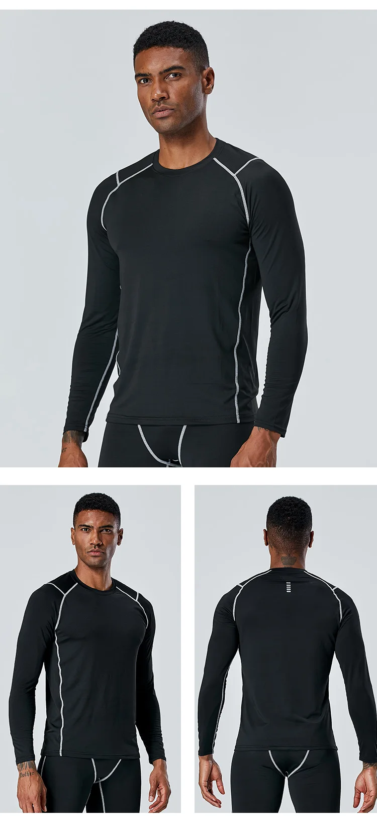 Men Bodybuilding Tight Compression Shirt Gym Athletic Sports Long