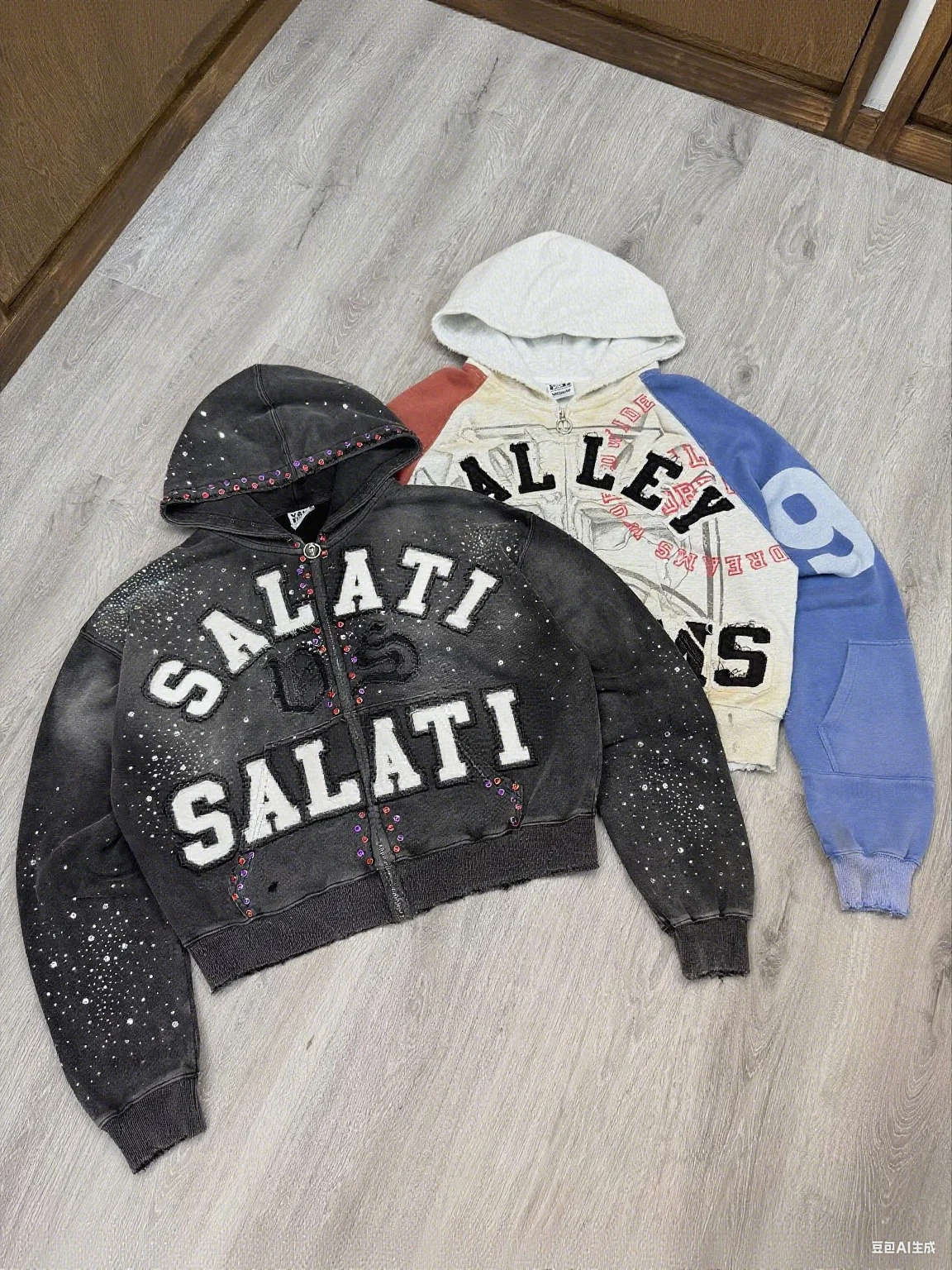 Custom Rhinestone Dtg Print Logo French Terry Oversized Heavy Cotton Acid Wash Sun Faded Men Hoodies Vintage Hoodie gallery 7