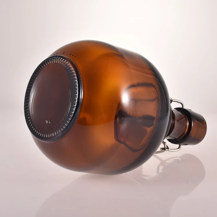 Wholesale Amber Colored 1l 2l Beer Growler Stout Beer Glass Bottle With