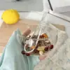 Tazón grande de vidrio transparente con diseño de cerezas