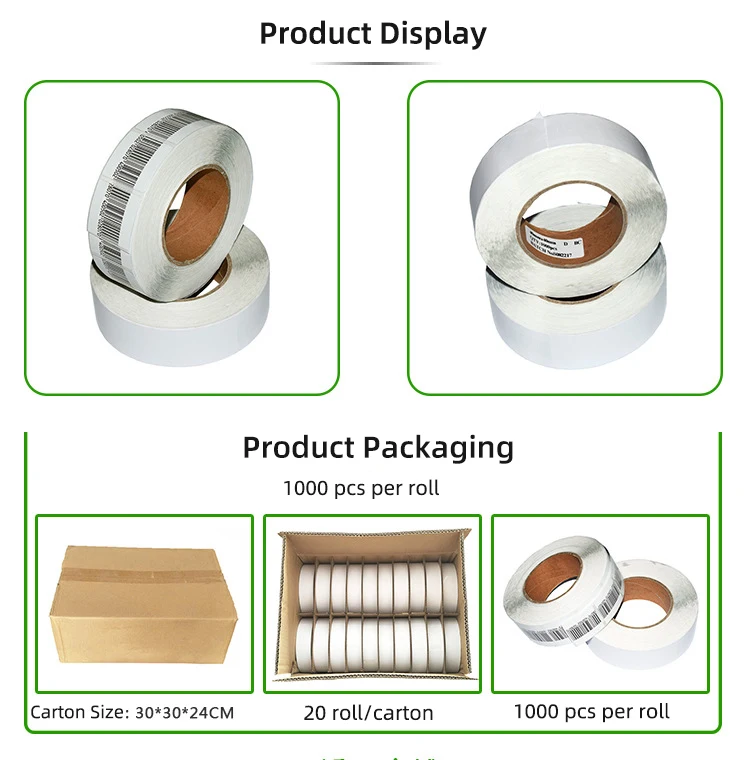 4*4 cm Retail Security Alarm System 8.2Mhz RF Soft Tag Barcode Sticker Anti-Theft EAS Label for Boutique Retailers