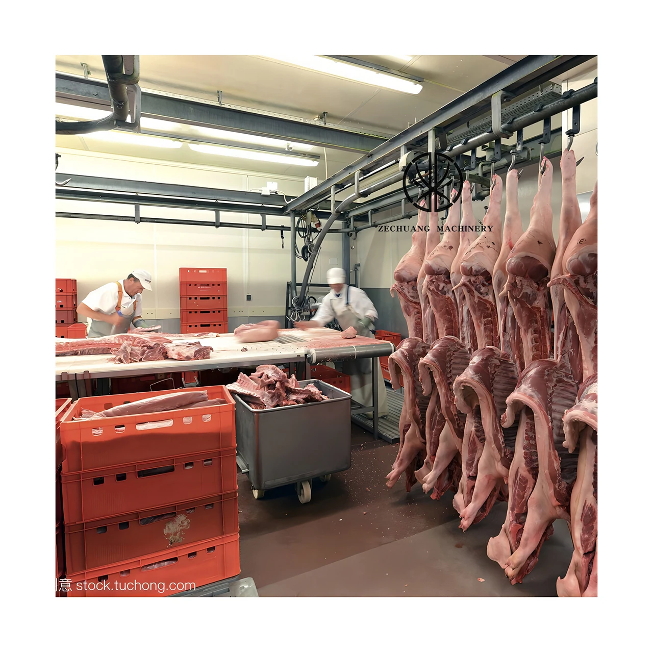 Professional User- Friendly Swine Abattoir Machinery Stainless Steel Pulley Hooks For Pig Processing Slaughtering Equipment