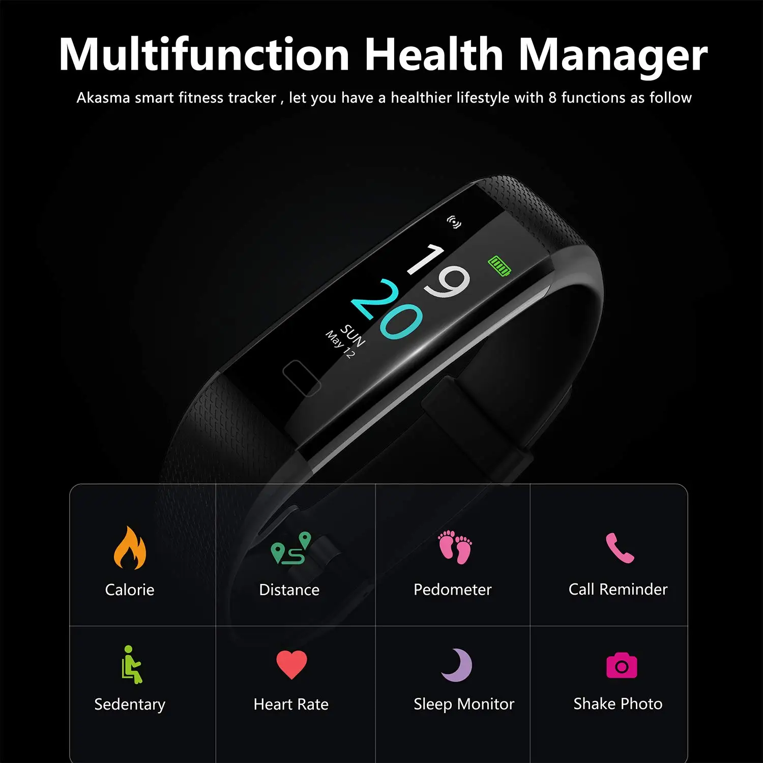 2023 Best Selling Smart Bracelet Fitness Tracker Sleep Monitor for Android/iOS Silica Gel Band Square Shape Heart Rate Tracker