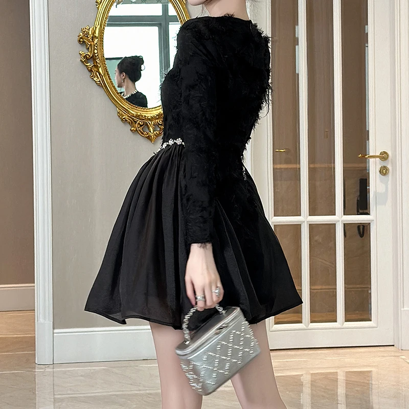 korean style black dress ZYHT 21487 Fashion Long Sleeve Party MerchCategory1:PF26 RTW