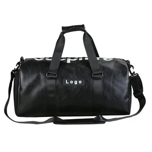 2026 New Style Fashion Black Leather Sport Gym Bag Custom Travel Multifunctional Storage Duffle Travel Bag