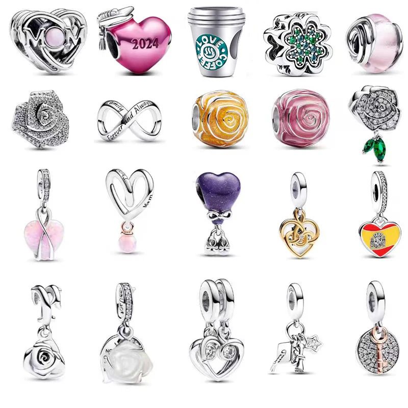 Wholesale 925 sterling silver charms for snake bracelets high quality crystal silver 925 charms for bangles