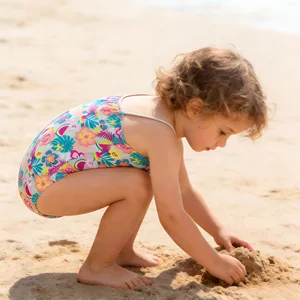 Kids One Piece Swimsuit  Tropical Mix Prints Single Strap Ruffle Sun Protective  Quick Dry Flamingo Watermelon Summer Swimwear