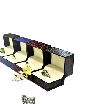 Minimalist Square High End Crocodile Small Custom Leather Jewelry Box for Rings
