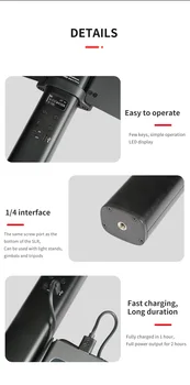 NiceFoto TC-298RGBW Portable Professional 4000mAh Round Film Fill Photographic RGB Handheld LED Video Tube Light Stick detail image