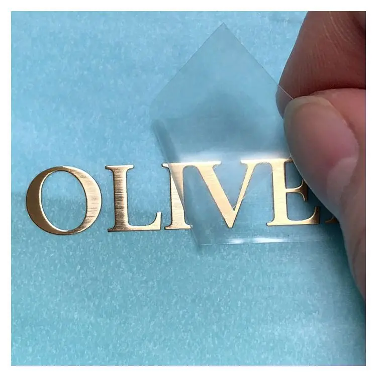 Custom 3D Embossed Self-Adhesive Metal Labels Nickel Material with Gold Finish Low MOQ Letters Logo Maker for Private Packaging