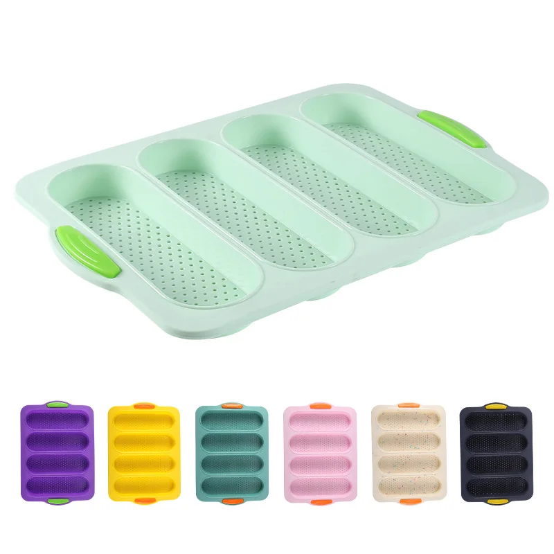 moule à pain en silicone moule pour la cuisson avec quatre trous baguette  antiadhésive pour la cuisson avec quatre trous baguette antiadhésive