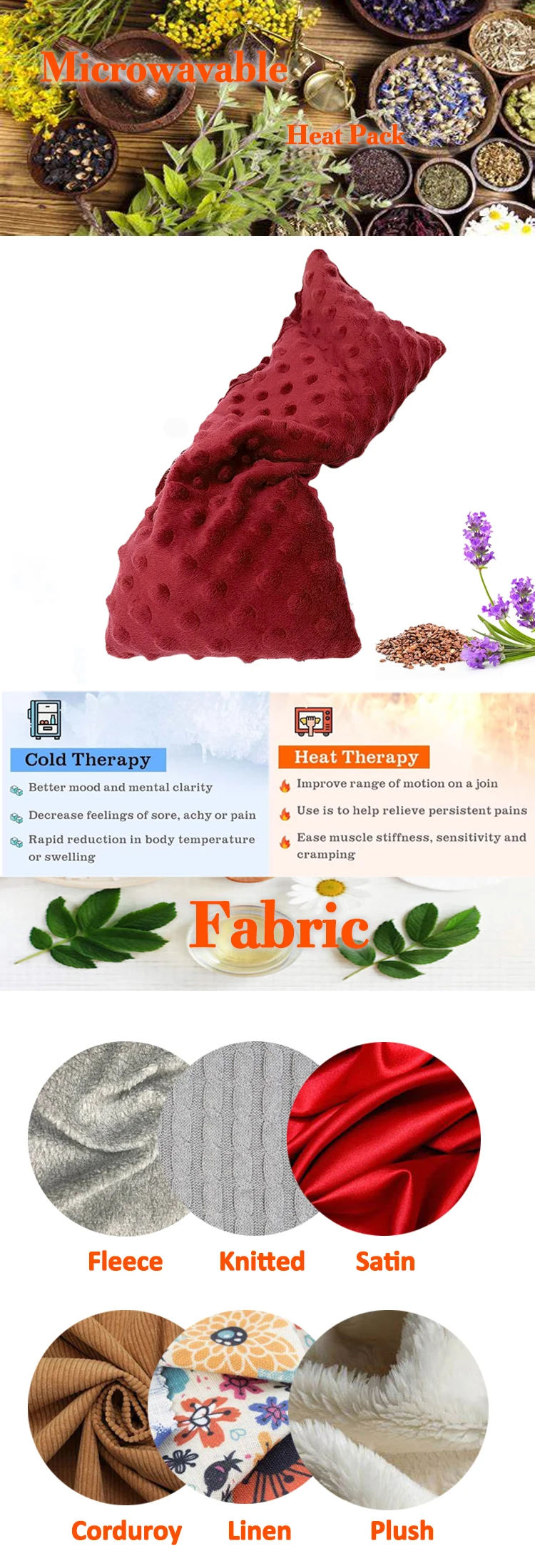 product-750-2200 new product aromatherapy flexible warmer heating pad microwavable for back neck menstrual cramps and shoulders pain