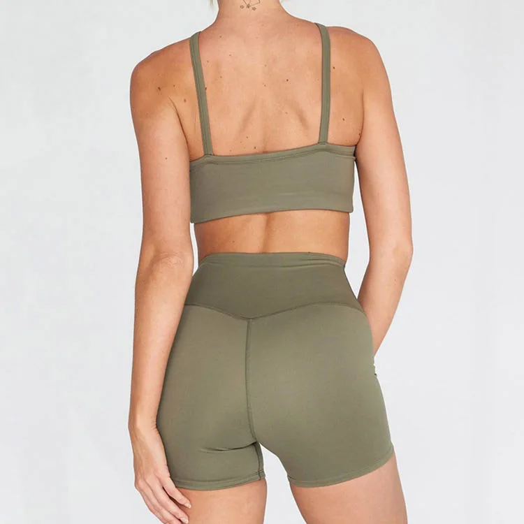 Summer Active Wear Solid Color Exercise Sportswear Sports Bra Workout Shorts Women S5xl Plus