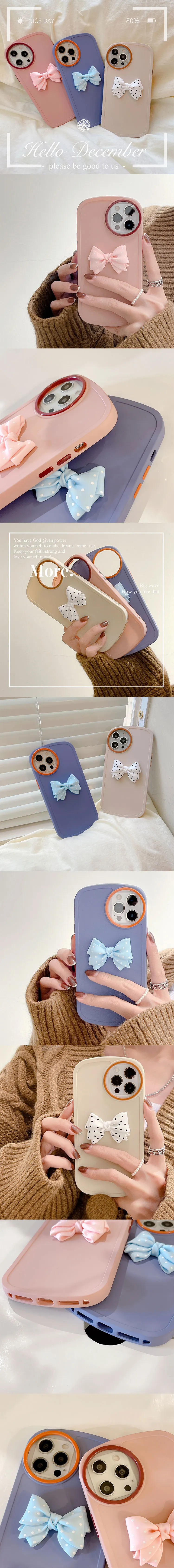 For iphone sublimation pc phone case handmade bow cases Round Camera Lens Hole mobile phone case shockproof