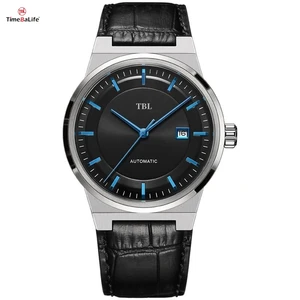 NEW Design OEM Custom LOGO Diving Leather Business Automatic Nh35 Watch Blue Luminous Mechanical Analogue Watch for Men