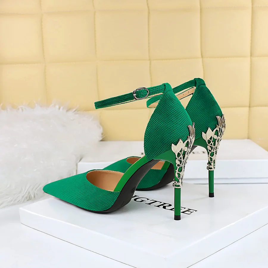 Party Wear Ladies Dress Heels Elegant Rhinestone High Heels Women Pumps  Leather Pointed Toe Buckle Strap Crystal Party Wedding Women Shoes