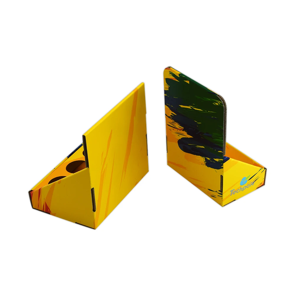 Corrugated Cardboard Retail Display Box with Matt Lamination and Embossing for Cosmetics Counter Stand with Holes