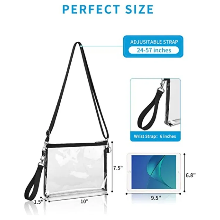 Dropship PVC Clear Crossbody Bags For Women Men Stadium Approved