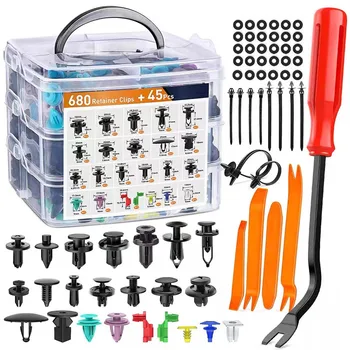 725pcs car buckle car repair kit push type expansion clip Retainer Clips with Fastener Remover Kit